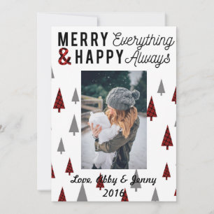 Rood geruit kerstkaart 5x7 moderne driehoek bomen