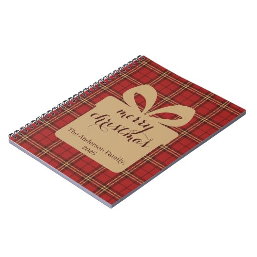 Rood geruit Kerstmis Festief Patroon - Notitieboek (Linkerzijde)