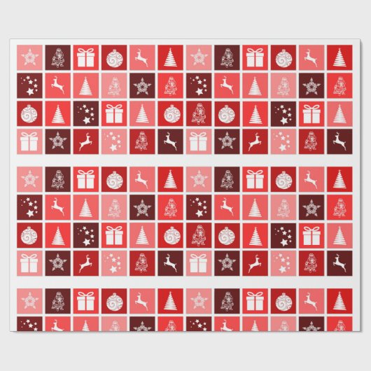 Rood geruit kerstpatroon cadeaupapier (Vlak)