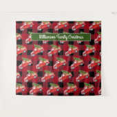 Rood geruit kersttruck fotocabine achtergrond wandkleed (Voorkant (horizontaal))