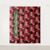 Rood geruit kersttruck fotocabine achtergrond wandkleed (Voorkant)