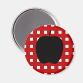 Rood Geruit met Apple Silhouet Magneet (Voorkant / Achterkant)