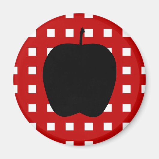 Rood Geruit met Apple Silhouet Magneet (Voorkant)