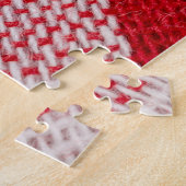 Rood geruit: stof tafelkleed textuur. legpuzzel (Zijkant)