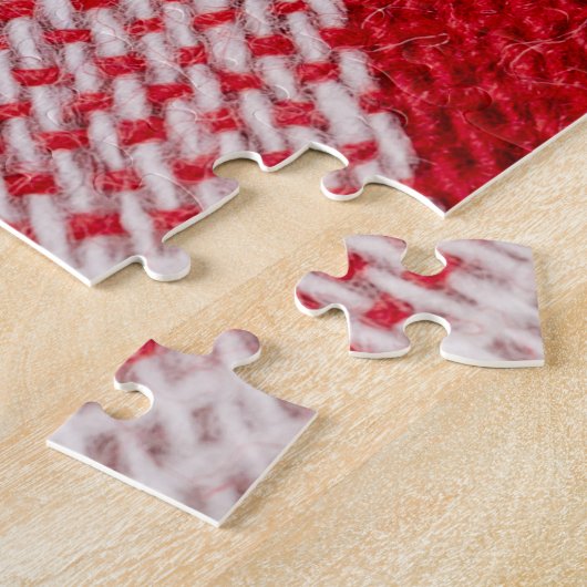 Rood geruit: stof tafelkleed textuur. legpuzzel (Zijkant)