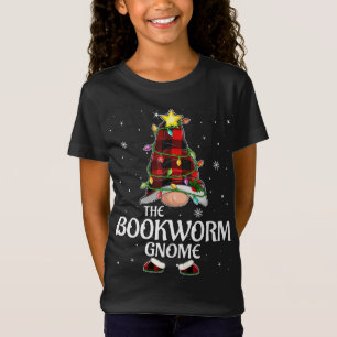 Rood geruite boekenworm gnoom bijpassende kerst py t-shirt