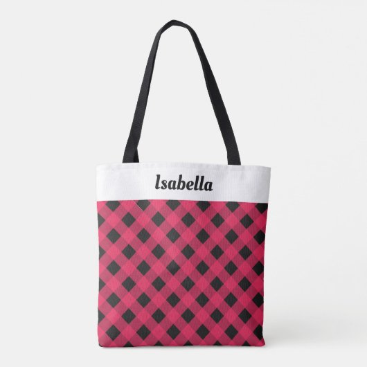 Rood geruite buffel controleren Kerstmis winkelen  Tote Bag (Achterkant)