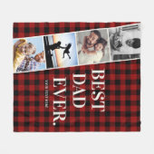Rood geruite filmstrip beste papa ooit fotocollage fleece deken (Voorkant (Horizontaal))