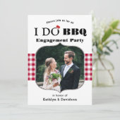 Rood geruite foto I DO Verloving Eenvoudige BBQ Pa Kaart (Staand voorkant)