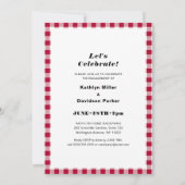 Rood geruite foto I DO Verloving Eenvoudige BBQ Pa Kaart (Achterkant)