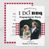 Rood geruite foto I DO Verloving Eenvoudige BBQ Pa Kaart (Voorkant / Achterkant)