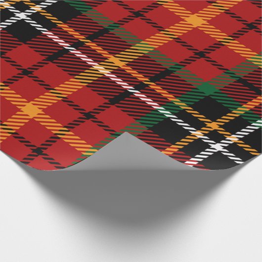Rood geruite kerst tartan cadeaupapier (Hoek)
