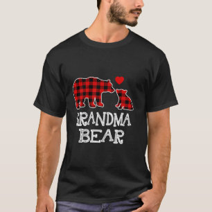 Rood geruite oma Beer buffel kerst pyjama fa T-shirt