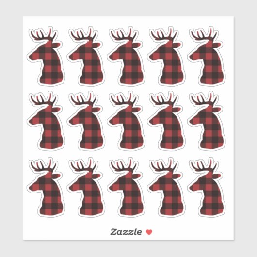 Rood geruite rendieren 15-pack sticker Stickers (Vel)