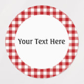 Rood geruite, rode Gingham waterdicht Labels (Design 2)