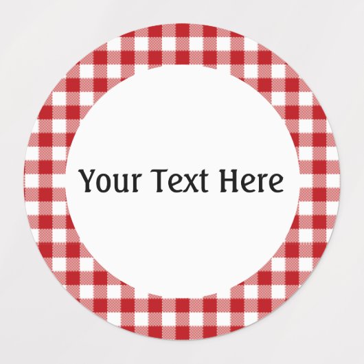 Rood geruite, rode Gingham waterdicht Labels (Design 1)