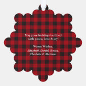 Rood geruite rustieke vrolijke kerst foto ornament kaart (Achterkant)