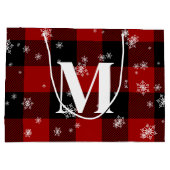 Rood geruite & sneeuwvlokken Monogram Initiaal Win Groot Cadeauzakje (Achterkant)