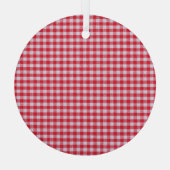 Rood geruite tafelkleed close-up. glas ornament (Achterkant)