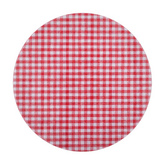 Rood geruite tafelkleed close-up. snijplank (Voorkant)