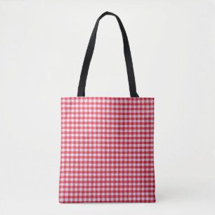 Rood geruite tafelkleed close-up. tote bag
