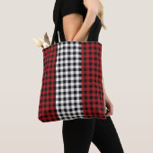 Rood geruite Tartan Buffel geruite geruite patroon Tote Bag (Dichtbij)