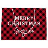 Rood geruite Tartan naam kerst Groot Cadeauzakje (Achterkant)