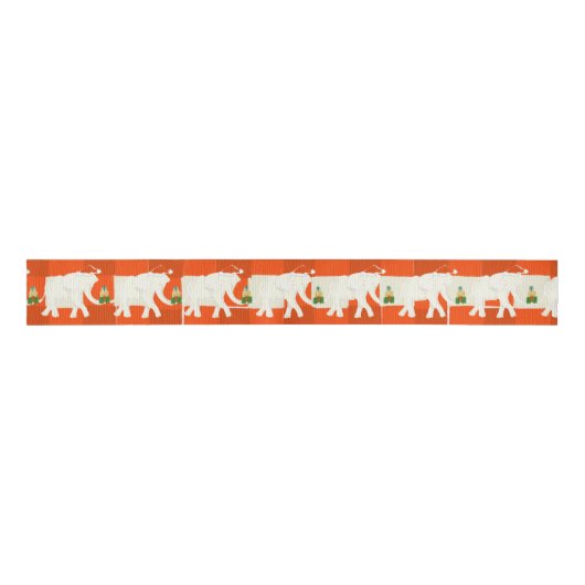 Rood geruite witte olifant Kerstfeest Grosgrain Lint (Voorkant)