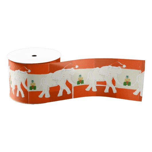 Rood geruite witte olifant Kerstfeest Grosgrain Lint (Spoel)