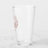 Rood geschetst  bloeien familie monogram glas (Links)