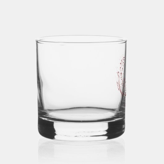 Rood geschetst  bloeien familie monogram whisky glas (Rechts)