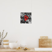 rood geschilderd hart poster (Keuken)