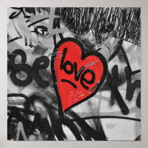 rood geschilderd hart poster