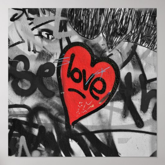 rood geschilderd hart poster (Voorkant)