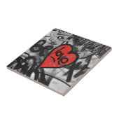 rood geschilderd hart tegeltje (Zijkant)