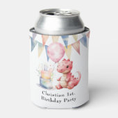 Rood geschilderde dinosaurus One een Saurus verjaa Blikjeskoeler (Blikje Voorkant)