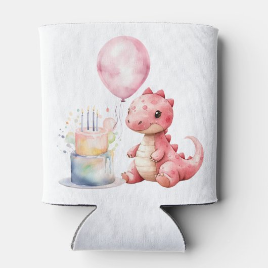 Rood geschilderde dinosaurus One een Saurus verjaa Blikjeskoeler (Achterkant)