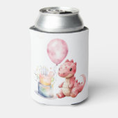 Rood geschilderde dinosaurus One een Saurus verjaa Blikjeskoeler (Blikje Achterkant)