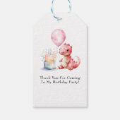 Rood geschilderde dinosaurus One een Saurus verjaa Cadeaulabel (Achterkant)