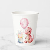 Rood geschilderde dinosaurus One een Saurus verjaa Papieren Bekers (Achterkant)