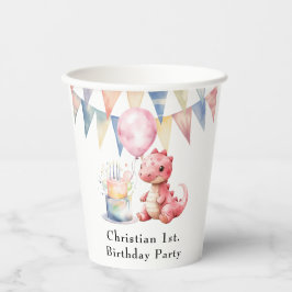 Rood geschilderde dinosaurus One een Saurus verjaa Papieren Bekers