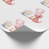 Rood geschilderde dinosaurus op een Saurus verjaar Cadeaupapier (Hoek)