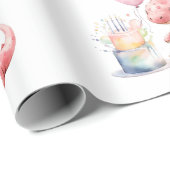 Rood geschilderde dinosaurus op een Saurus verjaar Cadeaupapier (Rol Hoek)