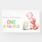 Rood geschilderde dinosaurus op een Saurus verjaar Spandoek (Horizontaal)