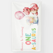 Rood geschilderde dinosaurus op een Saurus verjaar Spandoek (Verticaal)