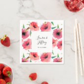 Rood geschilderde klaprozen bloemige bruiloft servetten (Insitu)