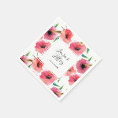 Rood geschilderde klaprozen bloemige bruiloft servetten (Hoek)