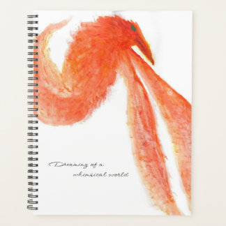 Rood geschilderde mythische vogel planner / agenda