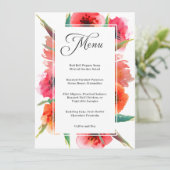 Rood geschilderde papavers bloemenbruiloft menu (Staand voorkant)