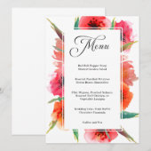 Rood geschilderde papavers bloemenbruiloft menu (Voorkant / Achterkant)